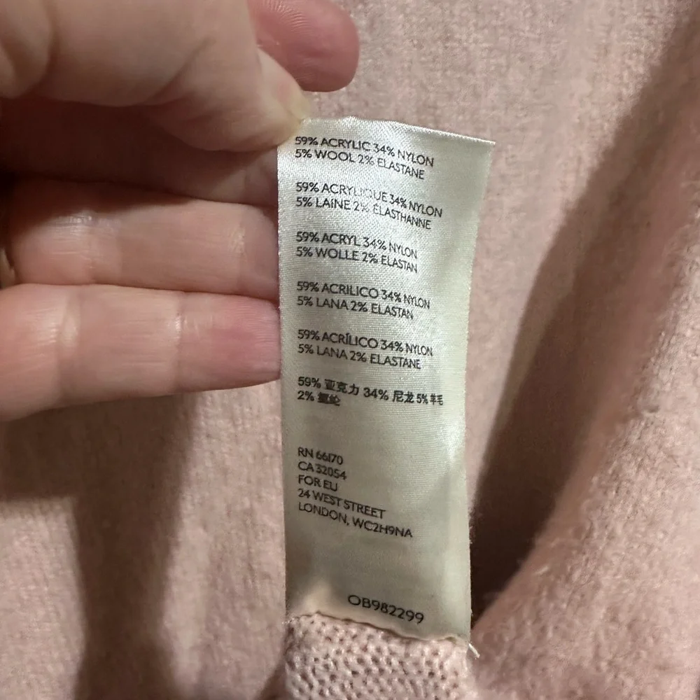 Free People Afterglow Oversized Long Sleeve Mock Neck Sweater Size S Baby Pink